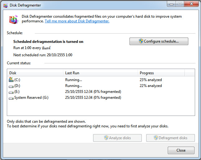 Defragment Windows7