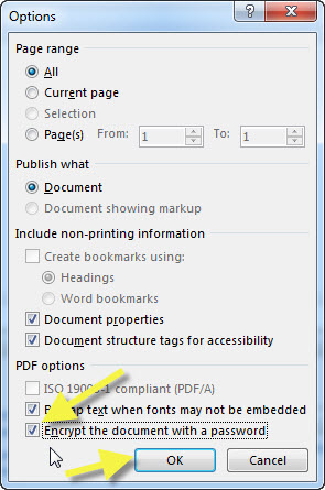 Encrypt the document with a password