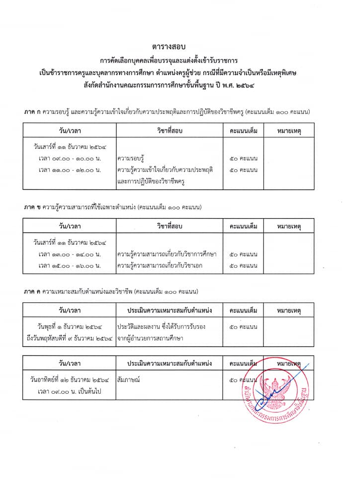 สอบครูผู้ช่วยกรณีพิเศษ