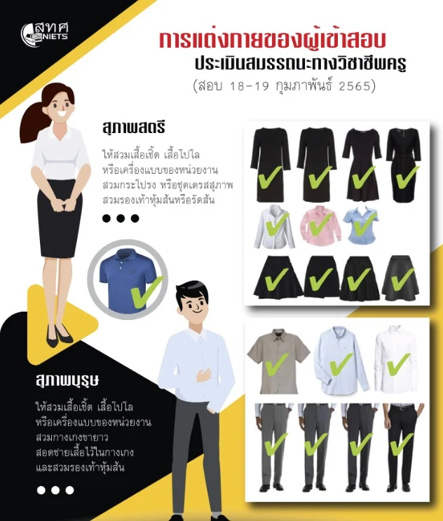 การแต่งกายเข้าสอบ ประเมินสมรรถนะทางวิชาชีพครู การแต่งกายเข้าสอบ ประเมินสมรรถนะทางวิชาชีพครู