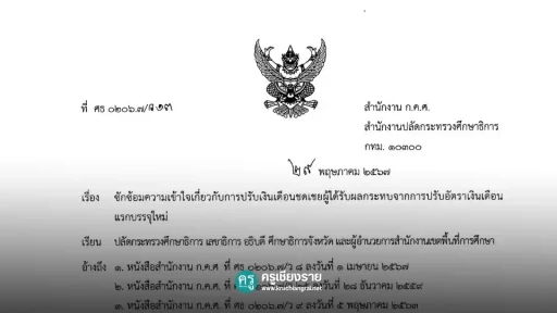 ว 132567 ซักซ้อมความเข้าใจเกี่ยวกับการปรับเงินเดือน