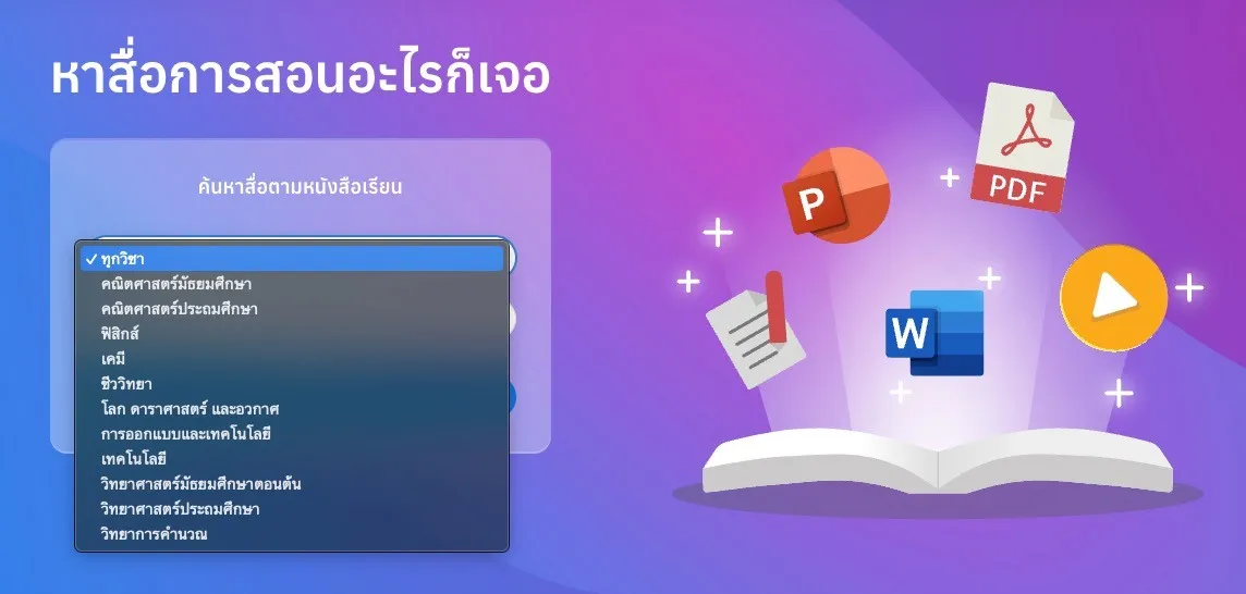 คู่มือครู วีดิทัศน์ PowerPoint Word PDF แบบฝึกหัด แผนการสอน อื่นๆ