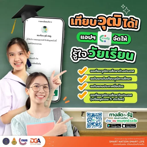 บริการภาครัฐด้านการศึกษาในแอปพลิเคชัน "ทางรัฐ"