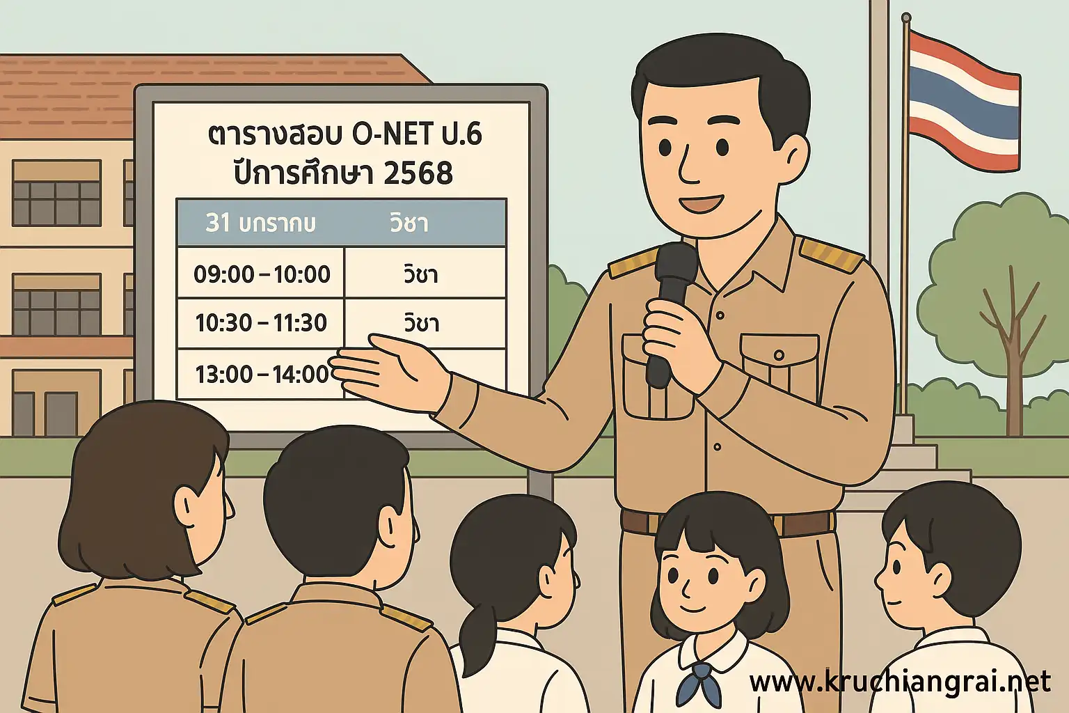 ตารางสอบ O-NET ป.6 ปีการศึกษา 2568 วันที่ 31 มกราคม 2569