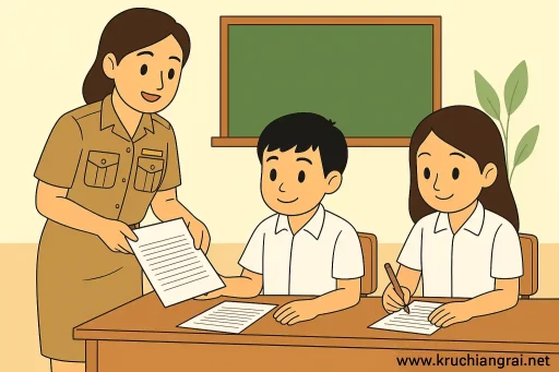 แจกใบงานเรียงความวันแม่แห่งชาติ