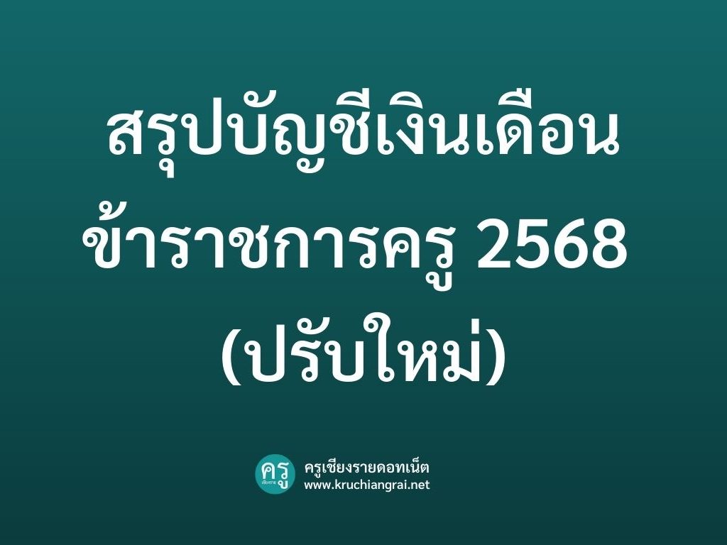อัปเดตล่าสุด! เปิดตารางเงินเดือนครู 2568 และบัญชีเงินวิทยฐานะ สำหรับ ...