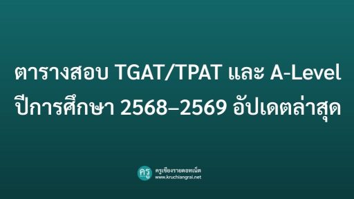 ตารางสอบ TGAT/TPAT และ A-Level ปีการศึกษา 2568–2569 อัปเดตล่าสุด