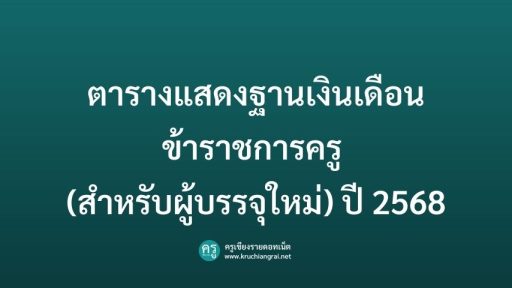 ตารางแสดงฐานเงินเดือนข้าราชการครู (สำหรับผู้บรรจุใหม่) ปี 2568