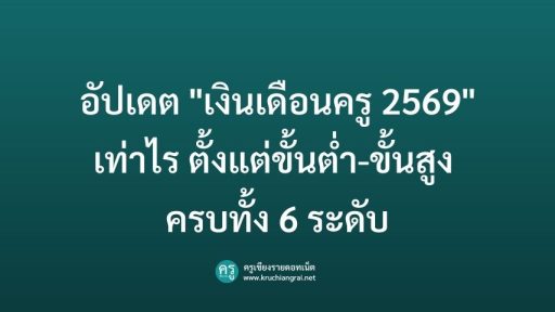 อัปเดต "เงินเดือนครู 2569" เท่าไร ตั้งแต่ขั้นต่ำ-ขั้นสูง ครบทั้ง 6 ระดับ