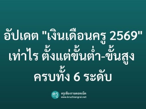 อัปเดต "เงินเดือนครู 2569" เท่าไร ตั้งแต่ขั้นต่ำ-ขั้นสูง ครบทั้ง 6 ระดับ