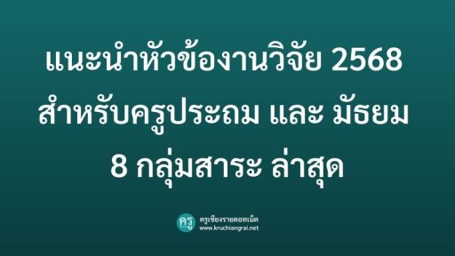 แนะนำหัวข้องานวิจัย 2568 สำหรับครูประถม และ มัธยม 8 กลุ่มสาระ ล่าสุด