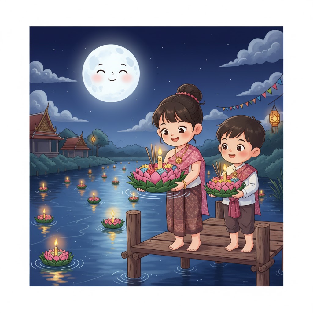 ภาพระบายสีวันลอยกระทง กิจกรรมวันลอยกระทง 2569