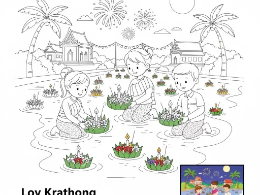 รูประบายสีลอยกระทง