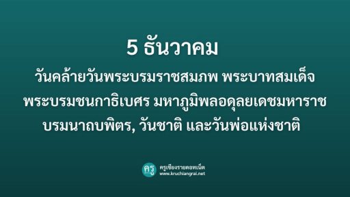 5 ธันวาคม วันคล้ายวันพระบรมราชสมภพ ร.9, วันชาติ และ วันพ่อแห่งชาติ