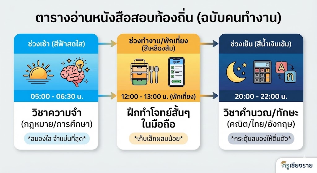 แจกตารางอ่านหนังสือสอบท้องถิ่น 68-69 (ฉบับคนทำงาน) เวลาน้อยก็สอบติดได้!