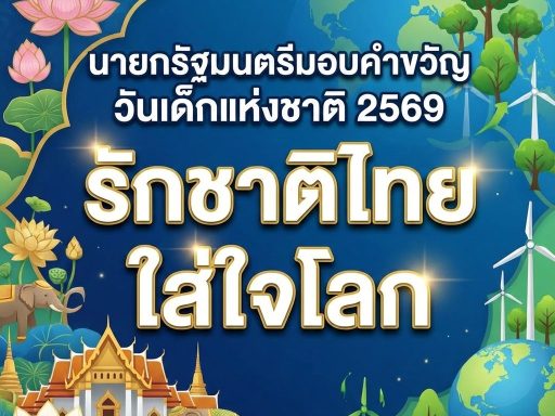 นายกรัฐมนตรีมอบคำขวัญวันเด็กแห่งชาติ 2569 รักชาติไทย ใส่ใจโลก