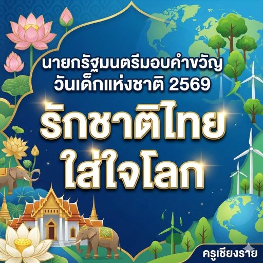 นายกรัฐมนตรีมอบคำขวัญวันเด็กแห่งชาติ 2569 รักชาติไทย ใส่ใจโลก