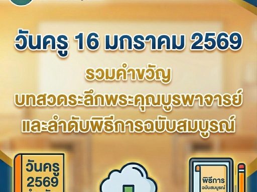 วันครู 16 มกราคม 2569 รวมคำขวัญ บทสวดระลึกพระคุณบูรพาจารย์