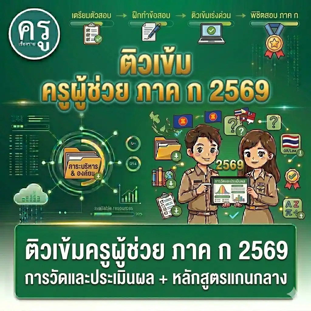 ติวเข้มครูผู้ช่วย ภาค ก 2569การวัดและประเมินผล + หลักสูตรแกนกลาง