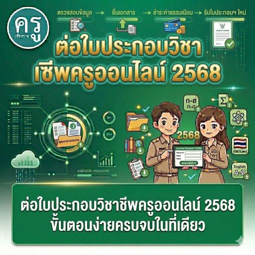 ต่อใบประกอบวิชาชีพครูออนไลน์ 2568 ขั้นตอนง่ายครบจบในที่เดียว