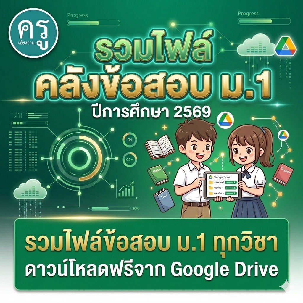 รวมไฟล์ข้อสอบ ม.1 ทุกวิชา ดาวน์โหลดฟรีจาก Google Drive