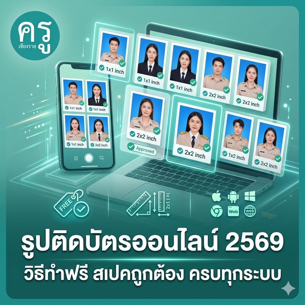 รูปติดบัตรออนไลน์ 2569 วิธีทำฟรี สเปคถูกต้อง ครบทุกระบบ
