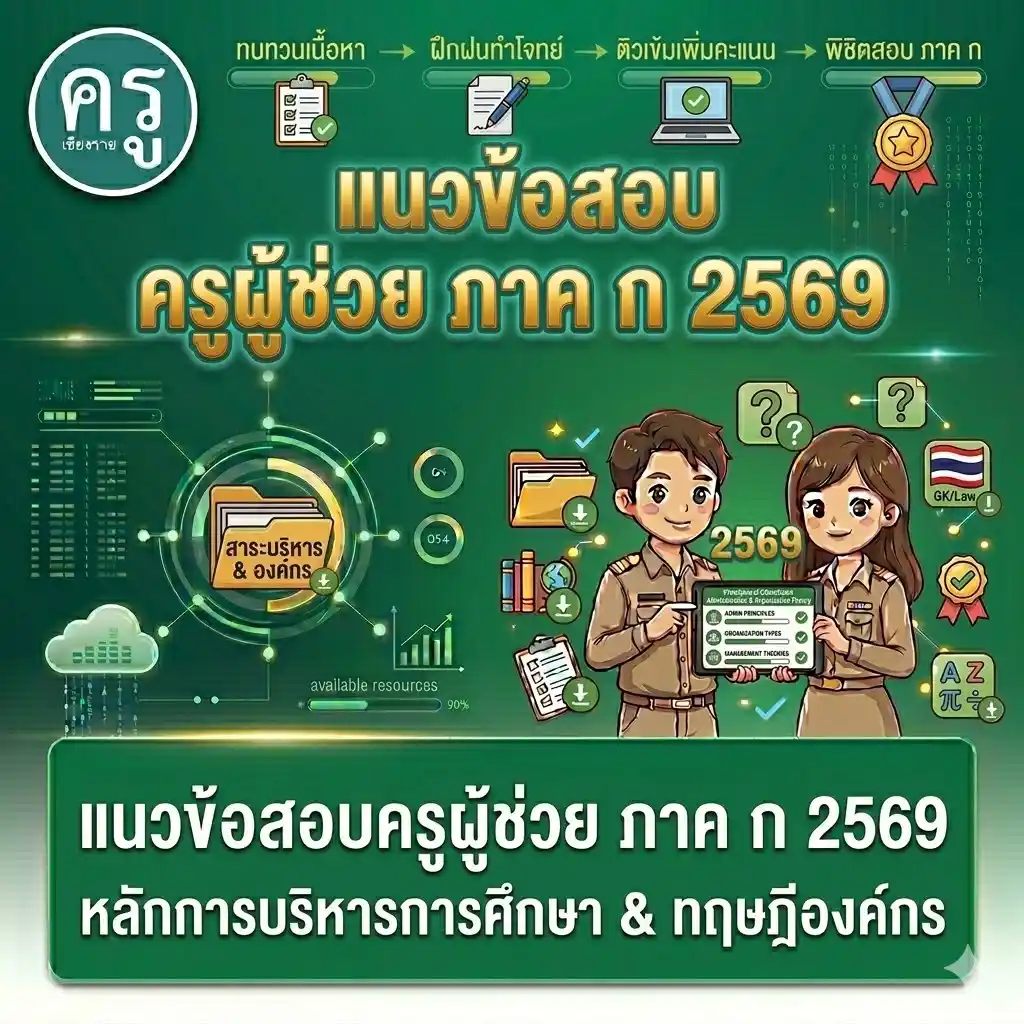 แนวข้อสอบครูผู้ช่วย ภาค ก 2569หลักการบริหารการศึกษา & ทฤษฎีองค์กร