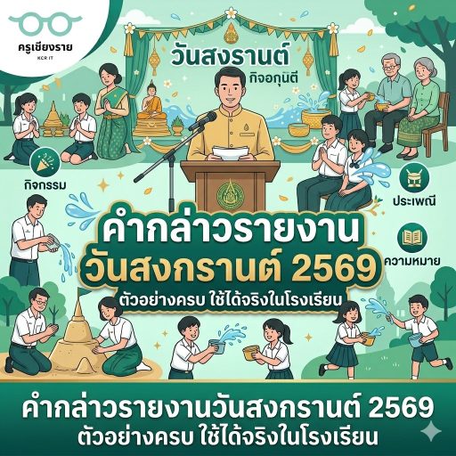 คำกล่าวรายงานวันสงกรานต์ 2569 ตัวอย่างครบ ใช้ได้จริงในโรงเรียน