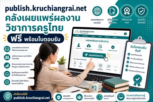 publish.kruchiangrai.net คลังเผยแพร่ผลงานวิชาการครูไทย ฟรี พร้อมใบตอบรับ