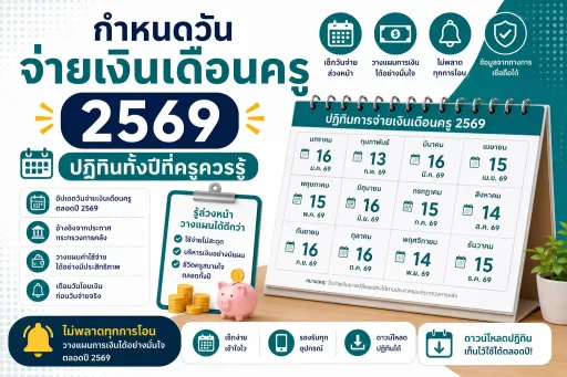 กำหนดวันจ่ายเงินเดือนครู 2569 ปฏิทินทั้งปีที่ครูควรรู้