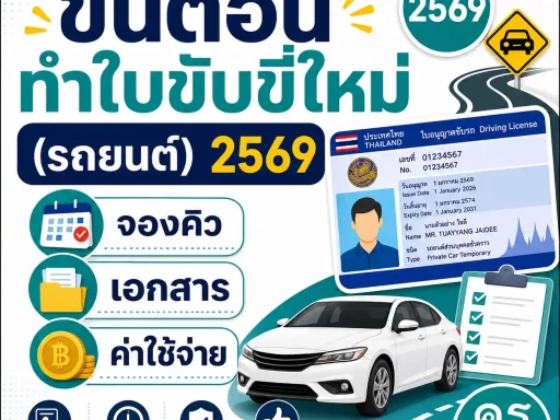 ขั้นตอนทำใบขับขี่ใหม่ 2569 รถยนต์ ครบจบในที่เดียว