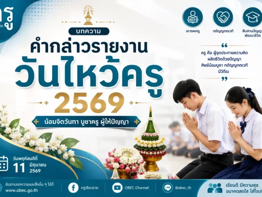 คำกล่าวรายงานวันไหว้ครู 2569 และ กำหนดการพิธี (พฤหัสบดี 11 มิถุนายน 2569)