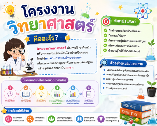 โครงงานวิทยาศาสตร์ คือ “งานที่ผู้เรียนใช้วิธีการทางวิทยาศาสตร์ศึกษาเรื่องหนึ่งอย่างเป็นระบบ