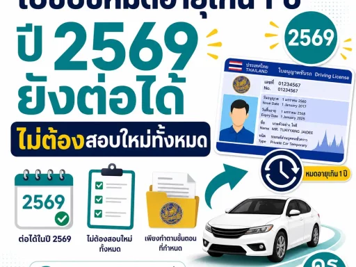 ใบขับขี่หมดอายุเกิน 1 ปี ปี 2569 ยังต่อได้ ไม่ต้องสอบใหม่ทั้งหมด
