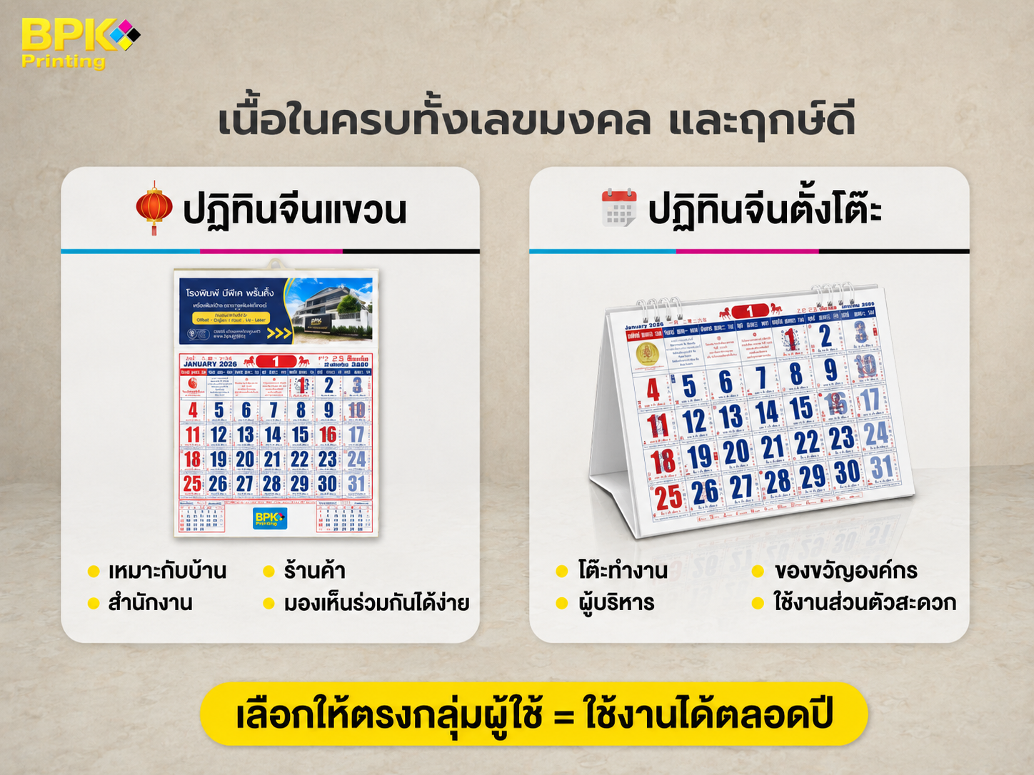ปฏิทินจีน 2569 เลือกใช้อย่างไรให้เหมาะกับบ้าน ร้านค้า และองค์กร