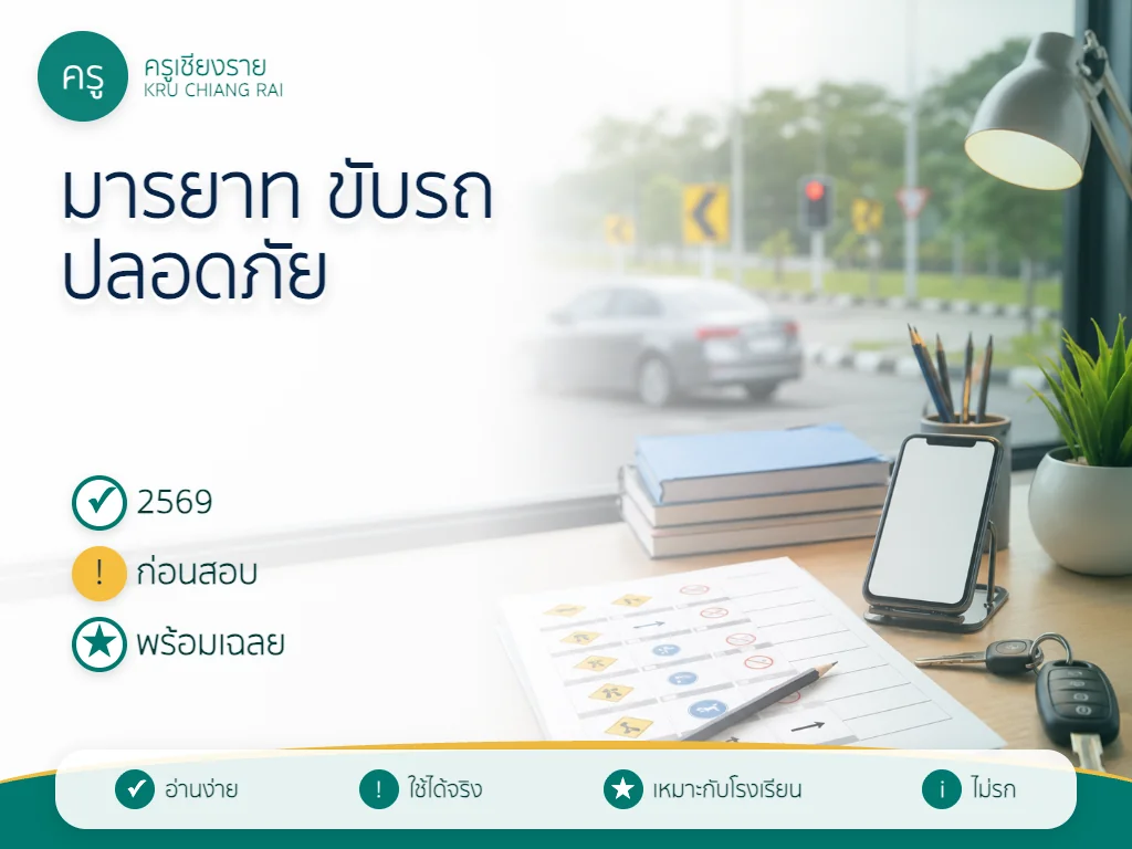 ข้อสอบมารยาทและการขับรถปลอดภัย 2569 พร้อมเฉลย