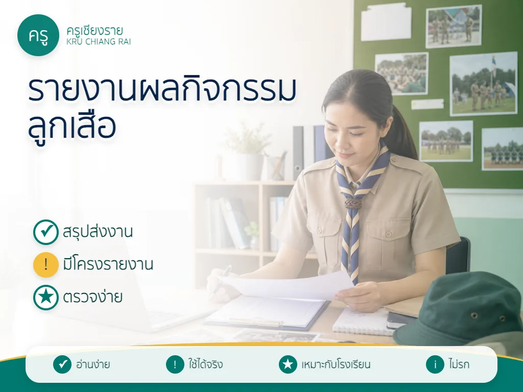 ครูจัดทำรายงานผลกิจกรรมลูกเสือ