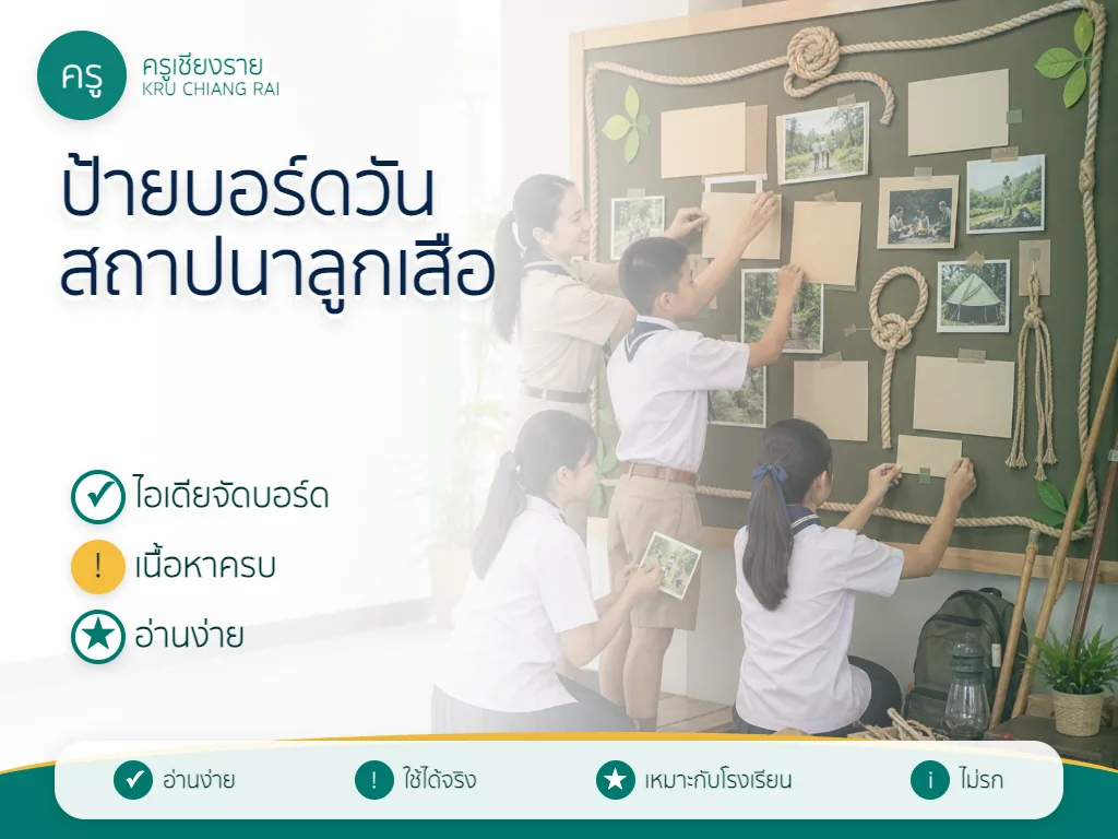 นักเรียนจัดบอร์ดวันสถาปนาลูกเสือแห่งชาติ