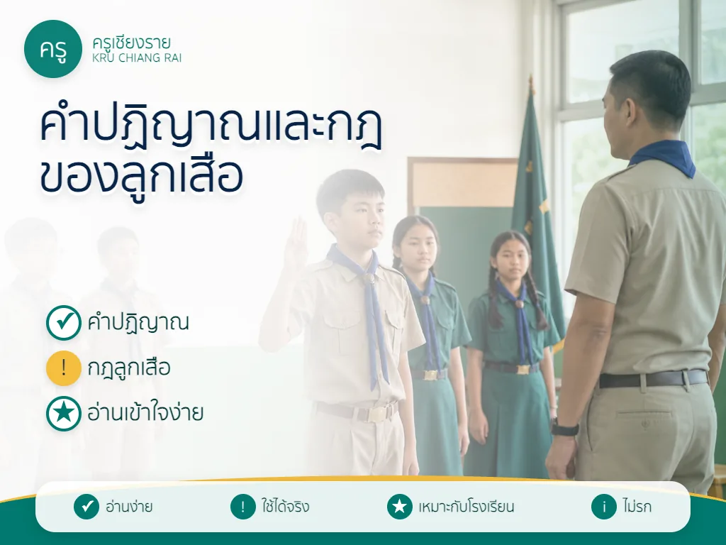 ลูกเสือทบทวนคำปฏิญาณและกฎของลูกเสือ