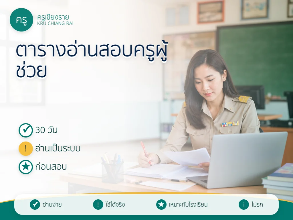 ตารางอ่านหนังสือสอบครูผู้ช่วย 2569 ภายใน 30 วัน