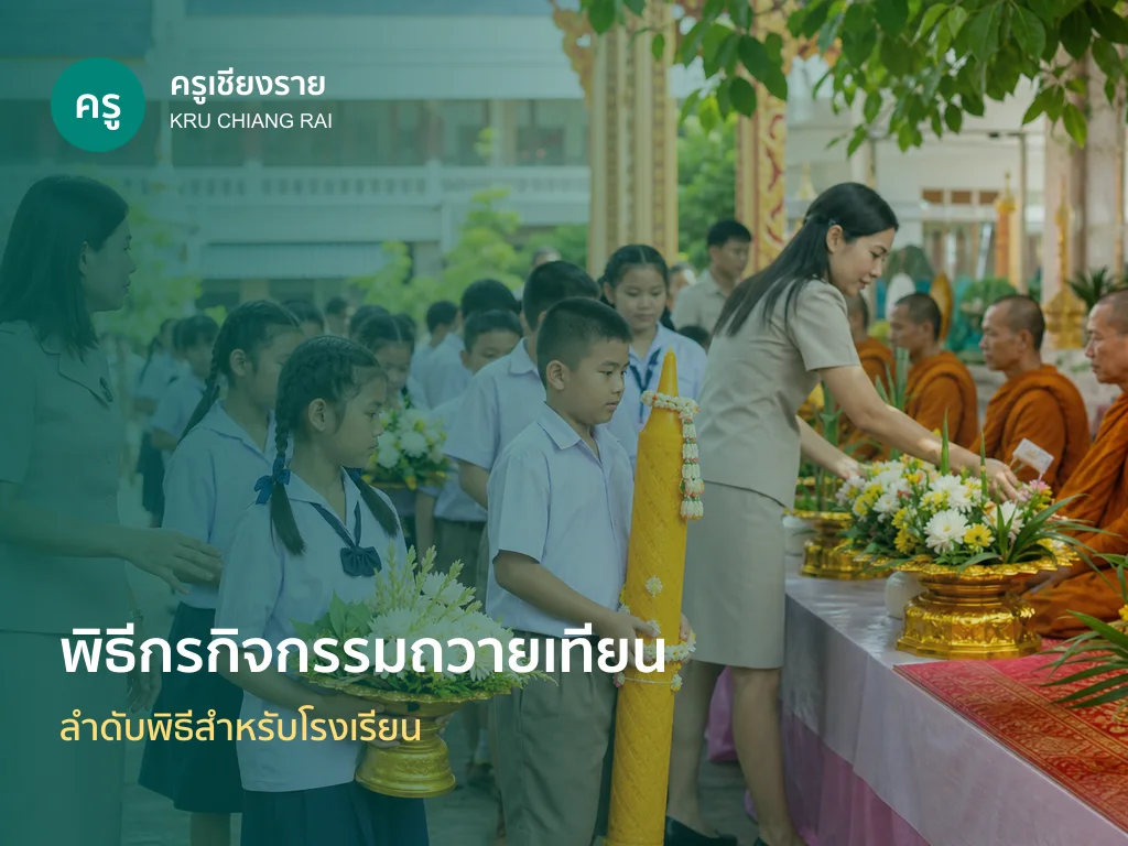 พิธีกรนักเรียนดำเนินกิจกรรมถวายเทียนพรรษาในโรงเรียน