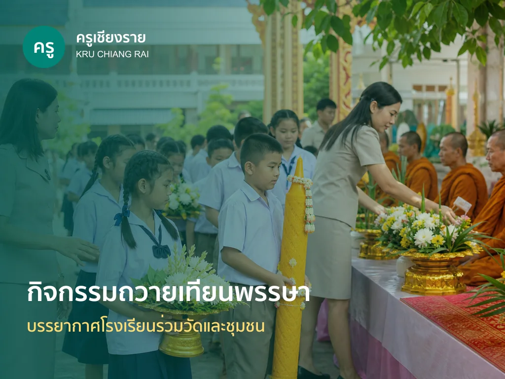 บรรยากาศกิจกรรมถวายเทียนพรรษาในโรงเรียน
