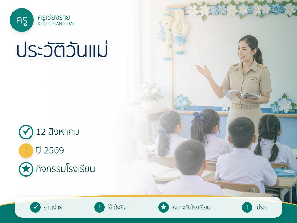 ประวัติวันแม่แห่งชาติ 12 สิงหาคม 2569
