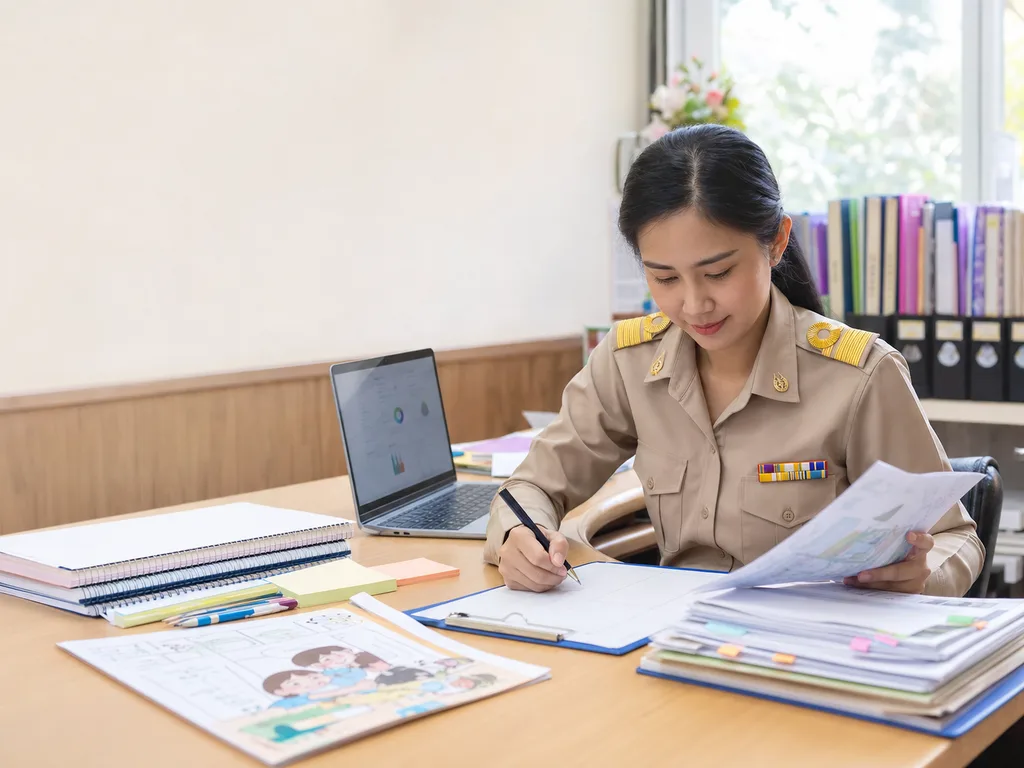 ครูร่างตัวอย่างข้อตกลง PA และจัดหลักฐานการพัฒนางาน