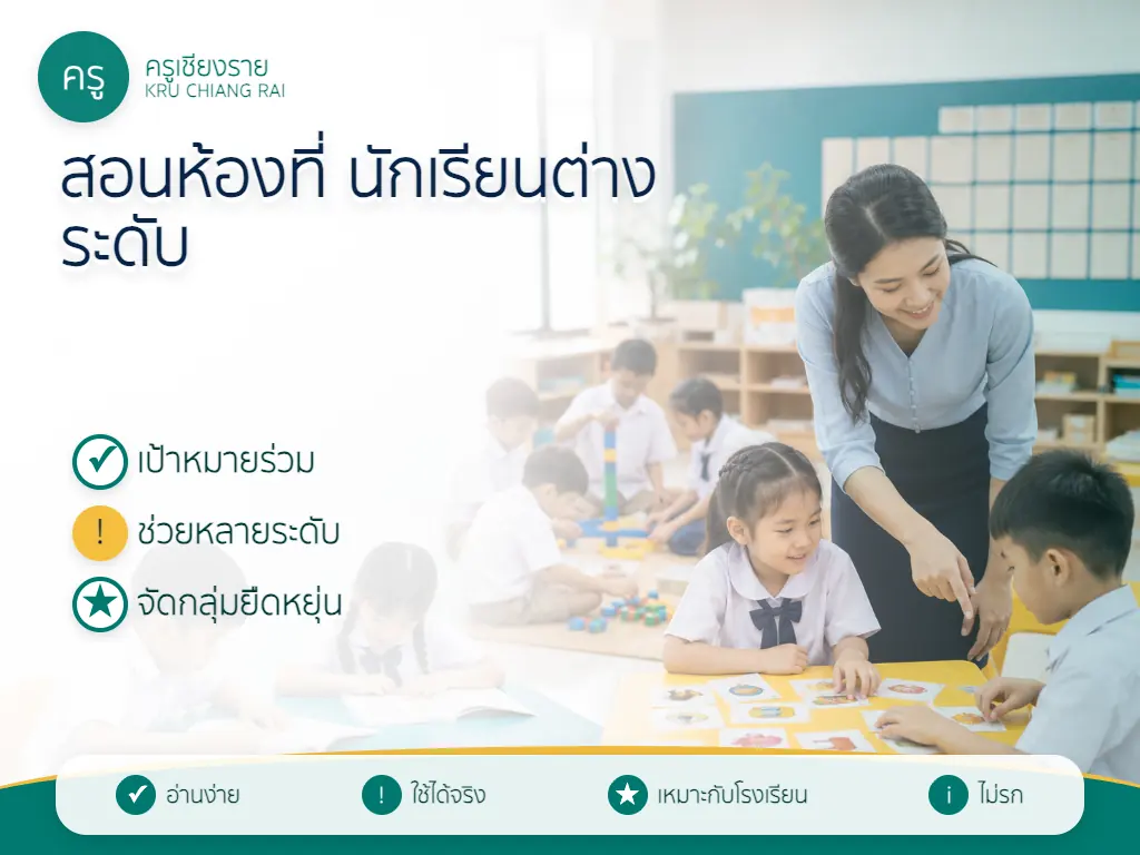 นักเรียนใช้สื่อและความช่วยเหลือต่างกันเพื่อไปสู่เป้าหมายเดียวกัน