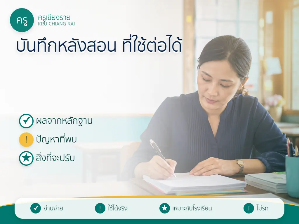 โครงสร้างบันทึกหลังสอนจากผลจริงสู่การปรับคาบหน้า