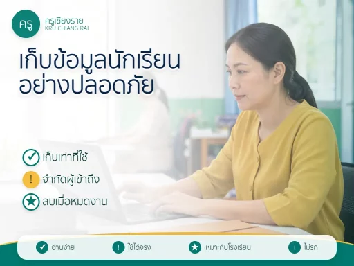 ครูจัดเก็บไฟล์ข้อมูลนักเรียนบนคอมพิวเตอร์อย่างปลอดภัย