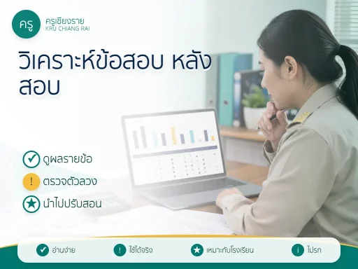 ครูวิเคราะห์ผลข้อสอบรายข้อและคะแนนนักเรียน