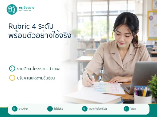 แจกตัวอย่าง Rubric 4 ระดับ พร้อมเกณฑ์ประเมินงานเขียน โครงงาน และการนำเสนอ