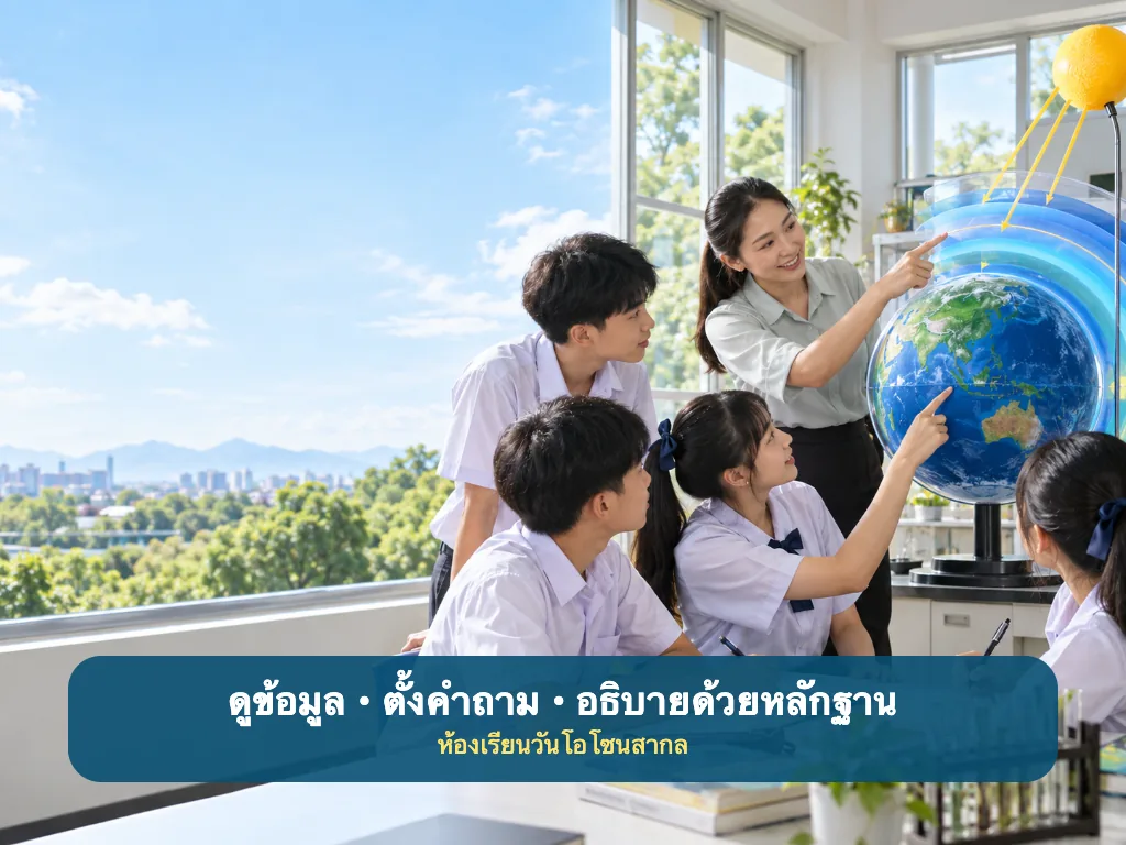 กิจกรรมห้องเรียนให้นักเรียนอธิบายการปกป้องชั้นโอโซนด้วยหลักฐาน